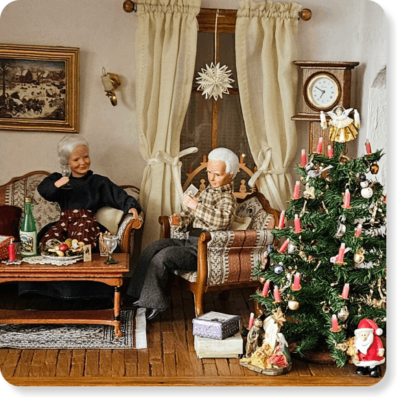 Eine weihnachtlich angehauchte Puppenstube aus der Sammlung von Margit Mahr