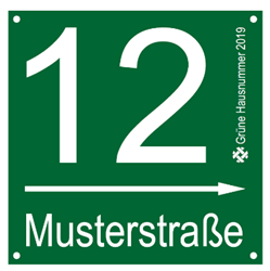 Musterschild Grüne Hausnummer